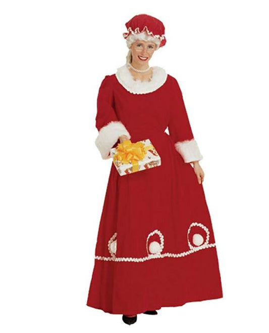 Señora Santa - Terciopelo - Rojo - Tradicional - Navidad - Disfraz - Adulto - 2 Tallas