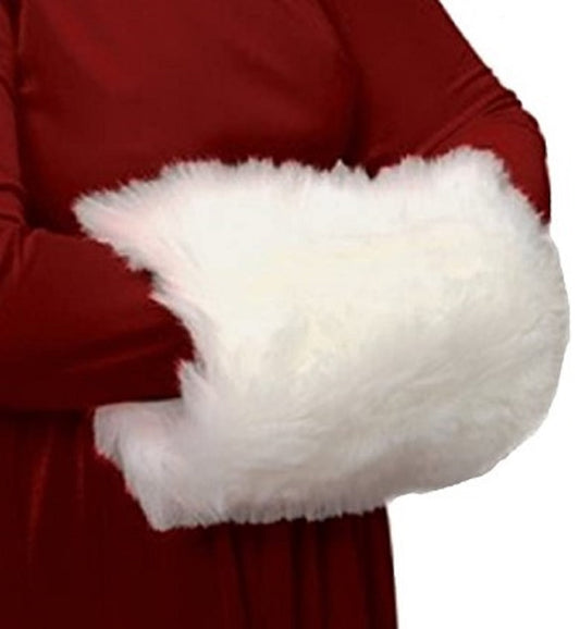 Mrs Claus Hand Muff - White - Plush - Satin Lined - Costume Accessory - Adult