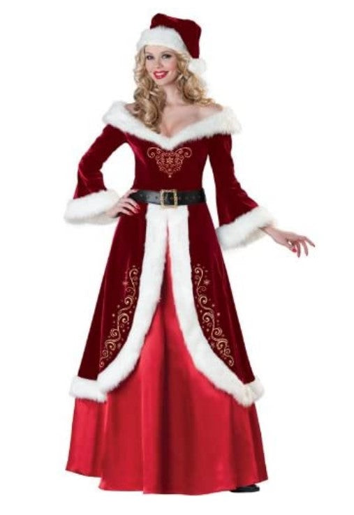 Mrs. St. Nick - Mrs Santa Claus - Terciopelo - Navidad - Disfraz Deluxe - Adulto XL