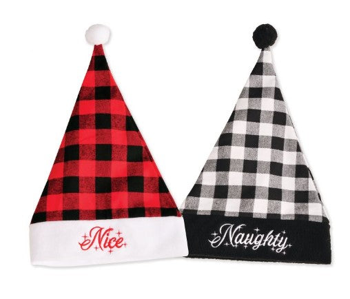 Santa Hat - Buffalo Plaid - Costume Accessory - Adult - 2 Styles