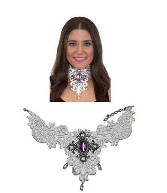 Lace Necklace - White - Angel - Victorian - Costume Accessory - Adult
