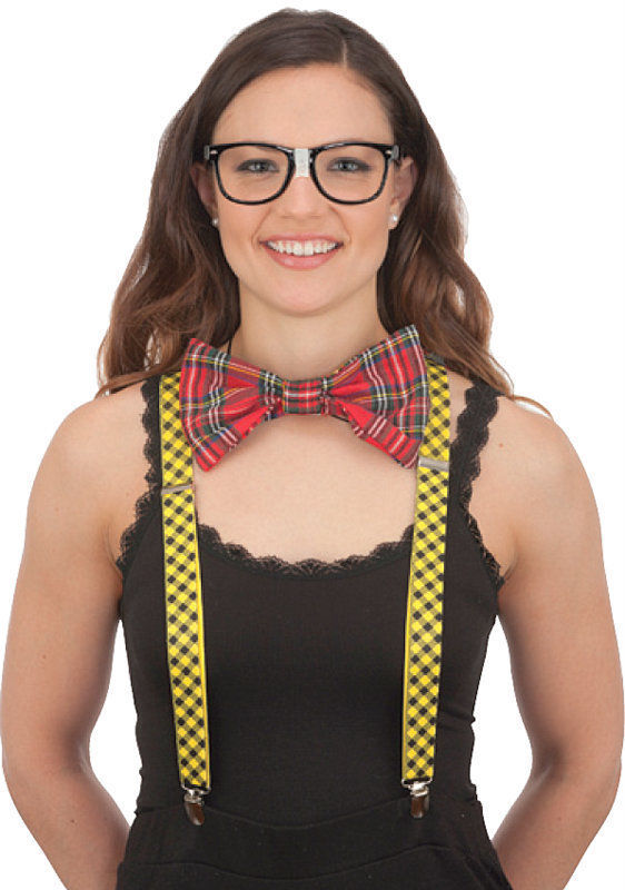 Nerd Set - Glasses - Bow Tie - Suspenders - Costume Accessories - One Size