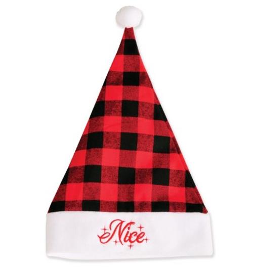 Santa Hat - Buffalo Plaid - Costume Accessory - Adult - 2 Styles