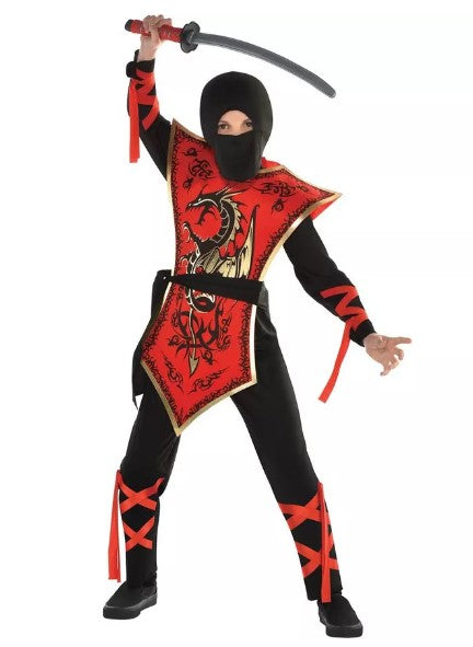 Ninja Assassin - Black/Red - Costume - Child - 4 Sizes