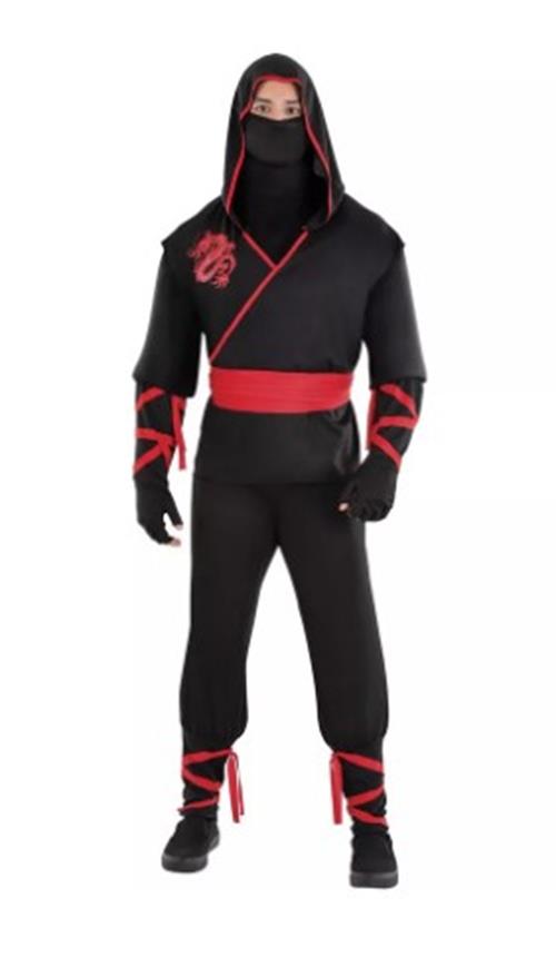 Ninja Assassin - Black/Red - Costume - Adult - 2 Sizes