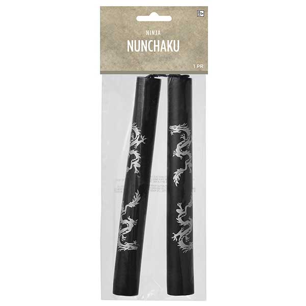 Ninja Nunchucks - Black/Silver - Foam - Costume Accessory - Weapon Prop