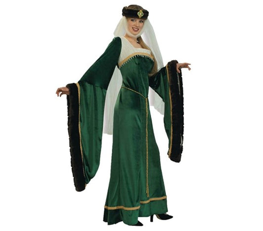Noble Lady - Green - Maid Marion - Guinevere - Deluxe Costume - Adult - 3 Sizes