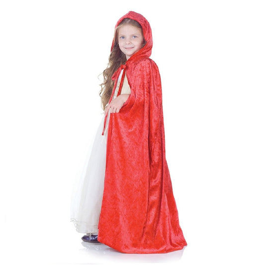 Hooded Cape - Panne - Christmas - Renaissance Medieval - Red - Costume - Child