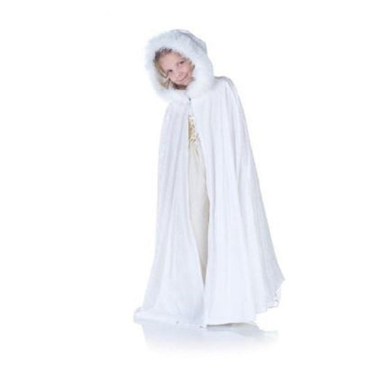Cloak - Panne - Renaissance Medieval - White - Faux Fur Trim - Costume - Child