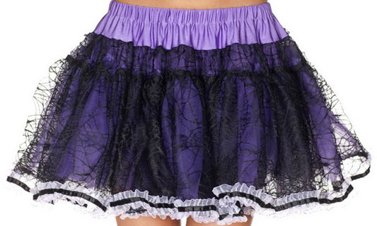 Spider Web Petticoat Skirt - Black/Purple - Costume Accessory - Adult