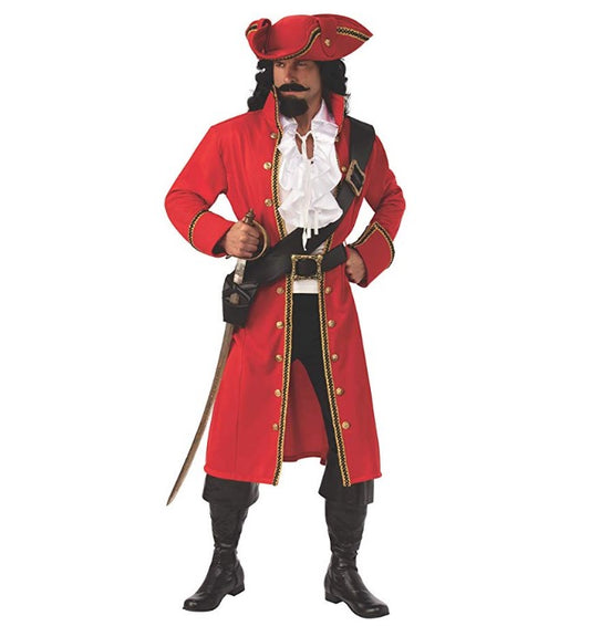 Pirate Captain Deluxe - Buccaneer - Hook - Costume - Adult - 2 Sizes