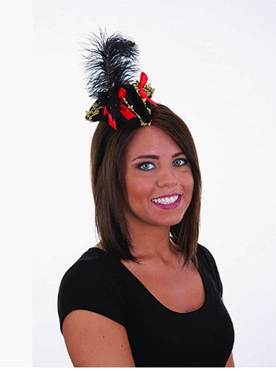 Mini Pirate Hat Headband - Black/Red - Costume Accessory - Adult teen