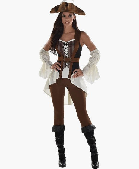 Shipwrecked - Pirate - Brown/Cream - Costume - Adult - 2 Sizes