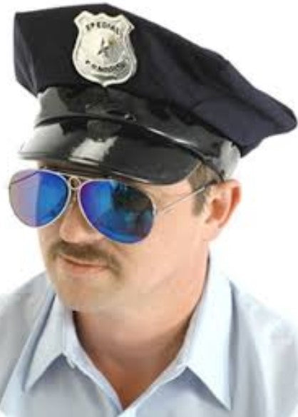 Aviator Glasses - 1980s - Police - Silver/Blue - Costume Accessory - Adult Teen