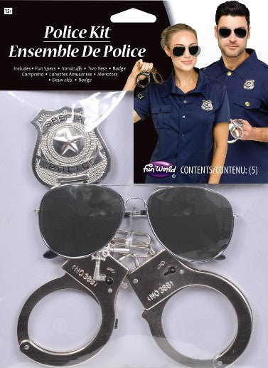 Police Officer Kit - Handcuffs Sunglasses Badge - Costume Accessories - Adult