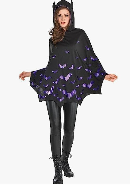 Bat Poncho - Lightweight - Witch - Costume Accessory - One Size