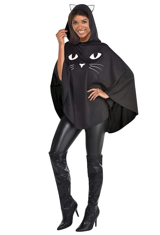 Hooded Cat Poncho - Lightweight - Costume Accessory - Adult One Size