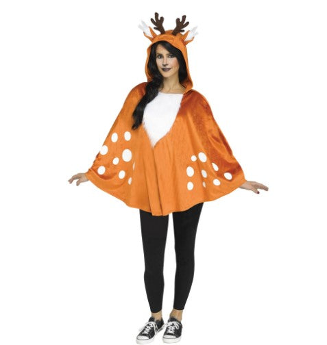 Deer Faun Poncho - Brown - Christmas - Costume Accessory - Adult One Size