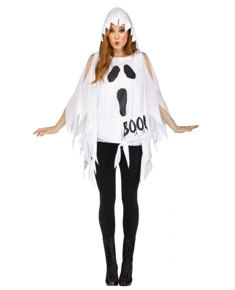 Ghost Boo Poncho - Lightweight - Costume Accessory - Adult One Size