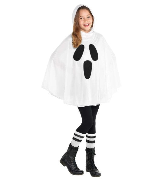 Hooded Ghost Poncho - Lightweight - Costume Accessory - Child One Size
