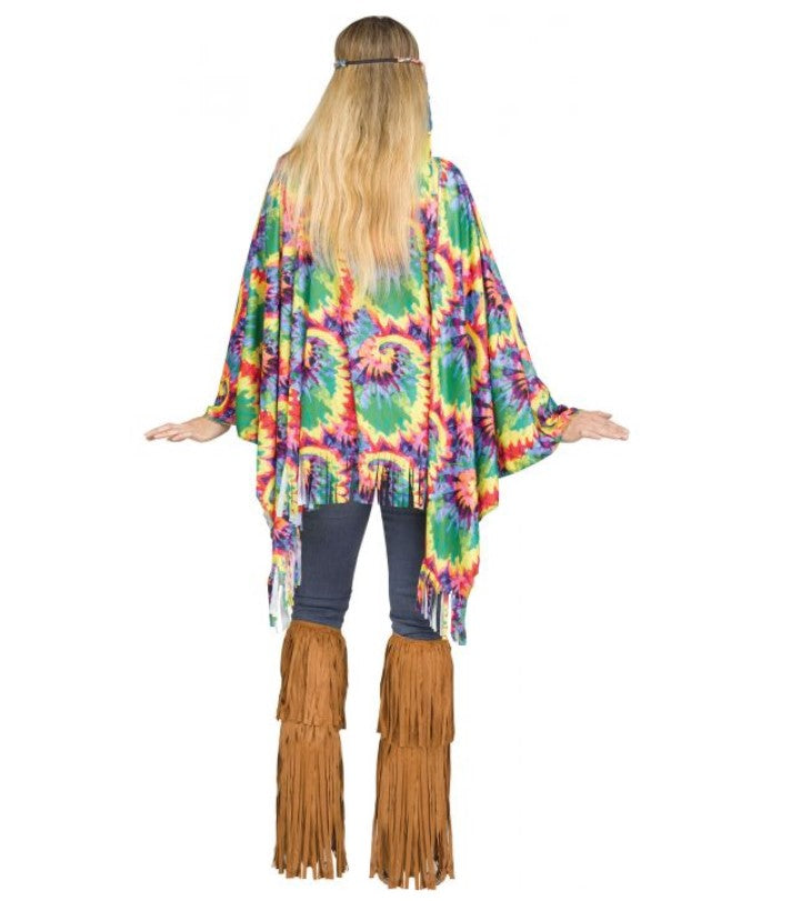 Hippie Poncho - Rainbow Tie Dye - Costume Accessory - Adult One Size