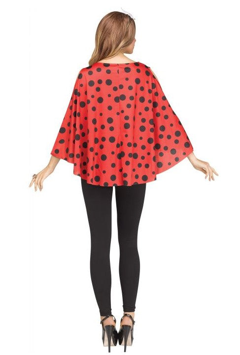 Ladybug Poncho - Lightweight - Red/Black - Costume - Adult