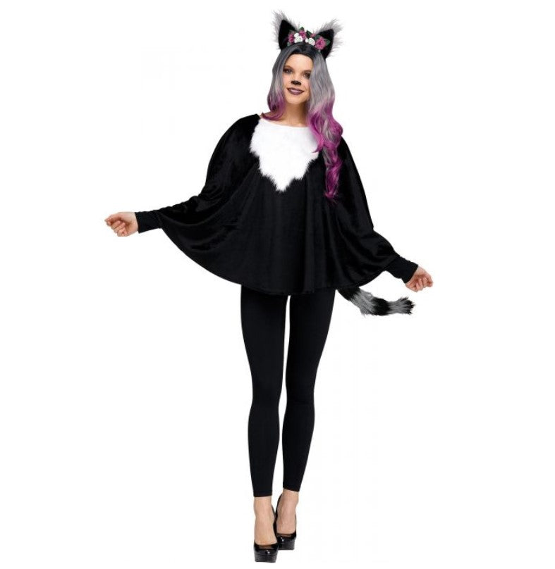 Raccoon Poncho - Black - Animals Lightweight - Costume Adult Standard