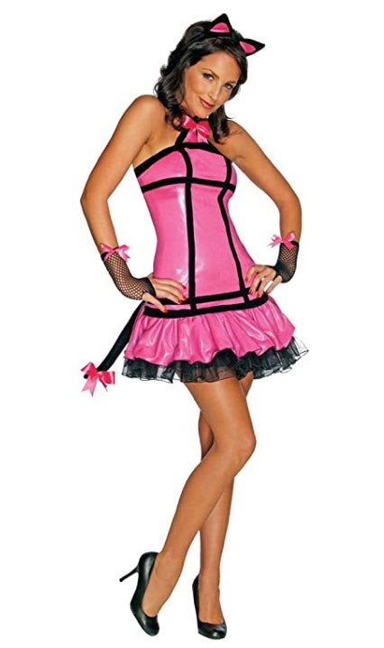 Pretty Kitty - Pink/Black - Halter Dress - Costume - Adult - 2 Sizes