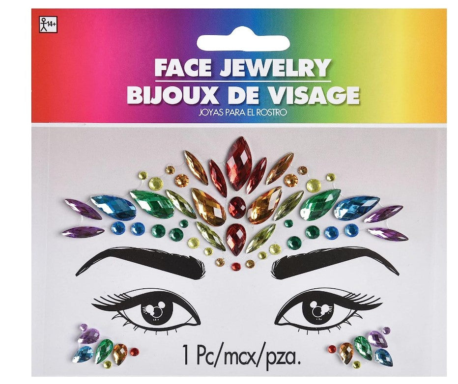 Rainbow Face & Body Jewels - 3 Pieces - Pride - Costume Accessory - One Size