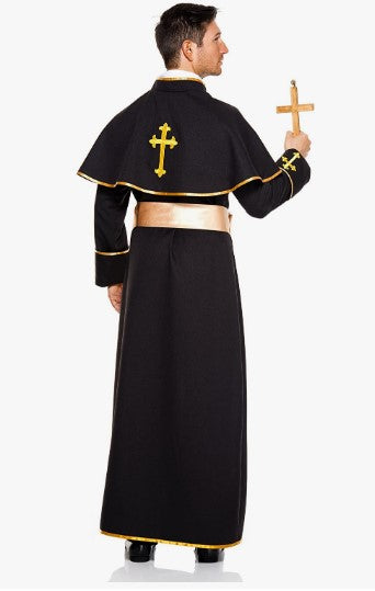 Priest - Religious - Black/Gold - Deluxe Costume - Adult - 2 Sizes