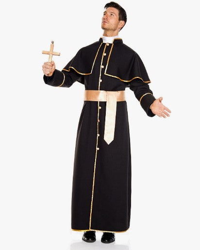 Priest - Religious - Black/Gold - Deluxe Costume - Adult - 2 Sizes