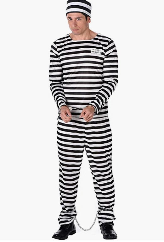 Convict Prisoner - Hard Time - Black/White - Costume - Adult - 2 Sizes