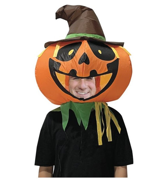 Pumpkin Bobblehead Inflatable Mask - Orange - Costume Accessory - Adult