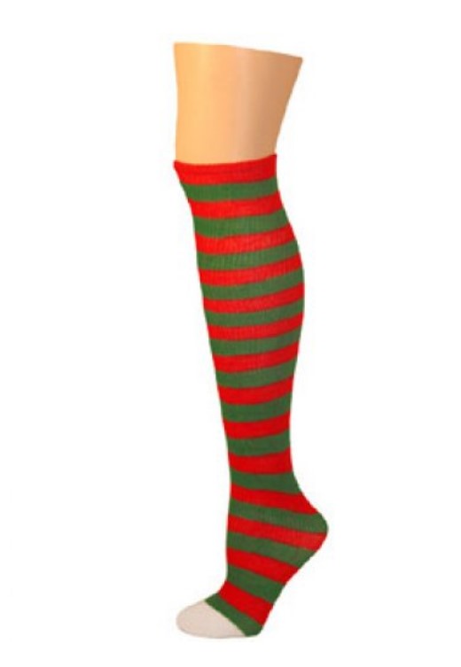 Gestreifte Socken - Weihnachtselfen-Stoffpuppe - Rot/Grün - Kostümzubehör - Kind