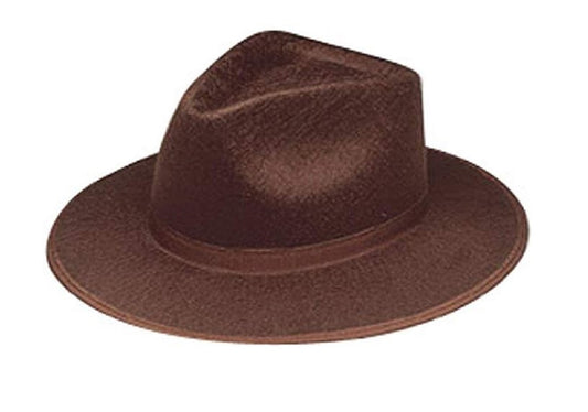 Sombrero Fedora - Marrón - Indiana Jones - Freddy - Accesorio para disfraz - Grande