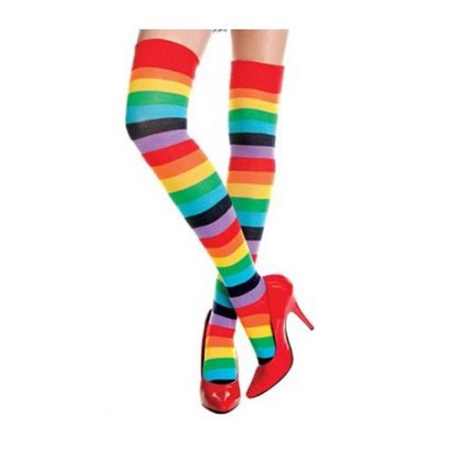 Regenbogen-Strumpfhose mit hohem Beinausschnitt – Streifen – Pride – Kostümzubehör – Einheitsgröße