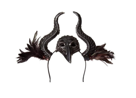 Raven Horns Headband - Black - Supersoft - Costume Accessory - Adult