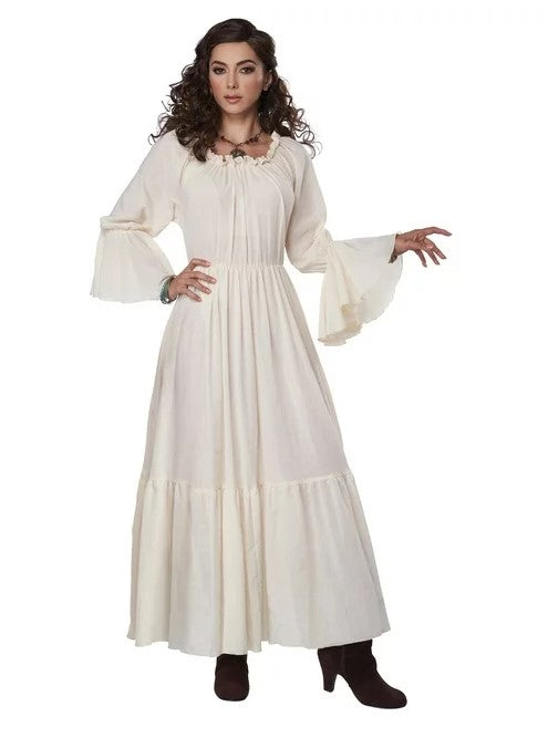 Vestido Chemise Campesino - Medieval Renacimiento - Crema - Disfraz - Adulto - 2 Tallas