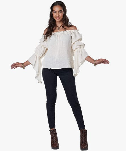 Blusa Renacimiento - Pirata - Crema - Disfraz - Adulto - 2 Tallas