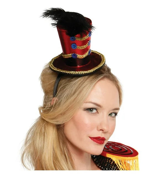 Ringmaster Mini Top Hat - Headband - Circus - Costume Accessory - Adult Teen