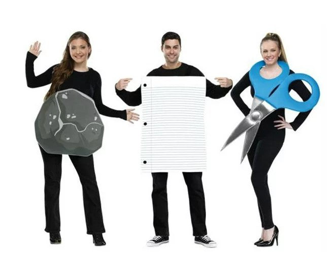 Fun World Men's Rock, Paper, Scissor (Set of 3) Adult Costume, Multi, Unisex - M