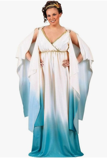 Roman Greek Goddess - Toga - Ombre - Cream/Blue - Costume - Adult - Plus