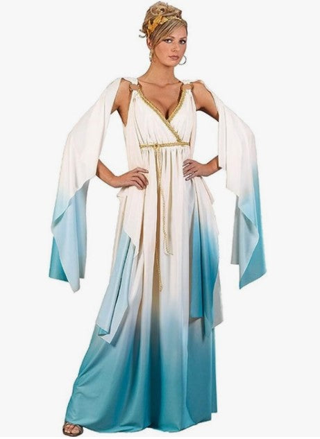 Roman/Greek Goddess - Toga - Ombre - Cream/Blue - Costume - Adult - 2 Sizes