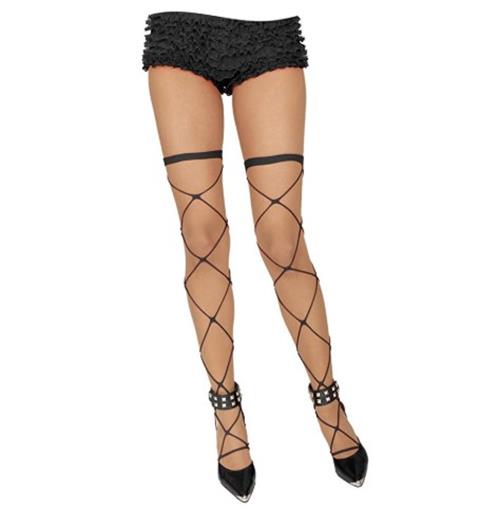 Rope Net Thigh High Stockings - Black - Costume Accessory - Adult - One Size
