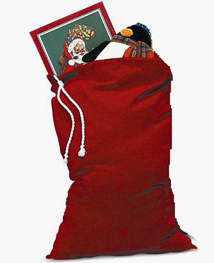 Halco Bolsa de juguetes de terciopelo Color Rojo Papá Noel 28 "x 36" Cuerda blanca Cordón Chris