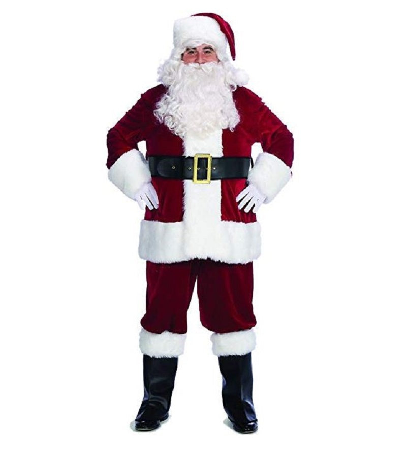 Santa Suit - Professional - Burgundy - Christmas - Deluxe - Costume - 2 Sizes