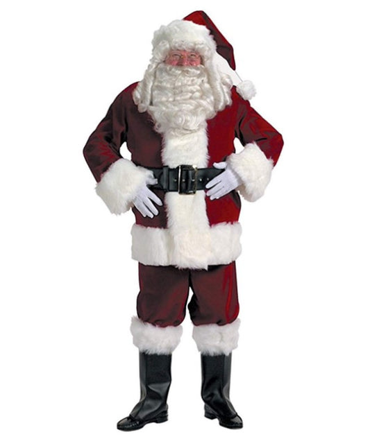 Santa Suit - Exquisite - Dark Burgundy Velvet - Costume - Adult Standard