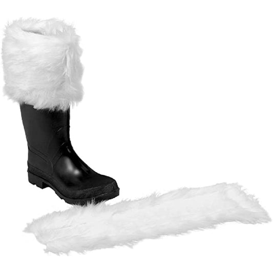 Santa Boot Covers - Mrs Claus - White - Long Hair - Costume Accessory - One Size