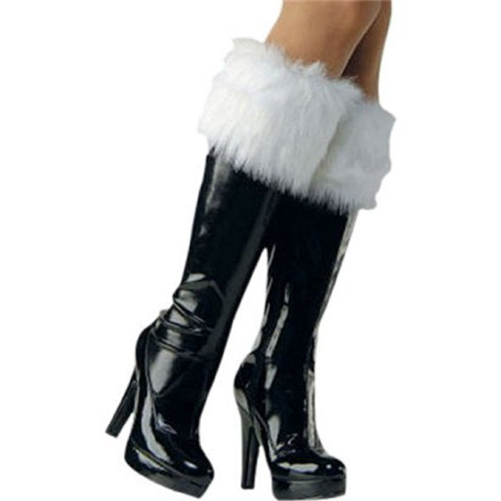 Santa Boot Covers - Mrs Claus - White - Long Hair - Costume Accessory - One Size