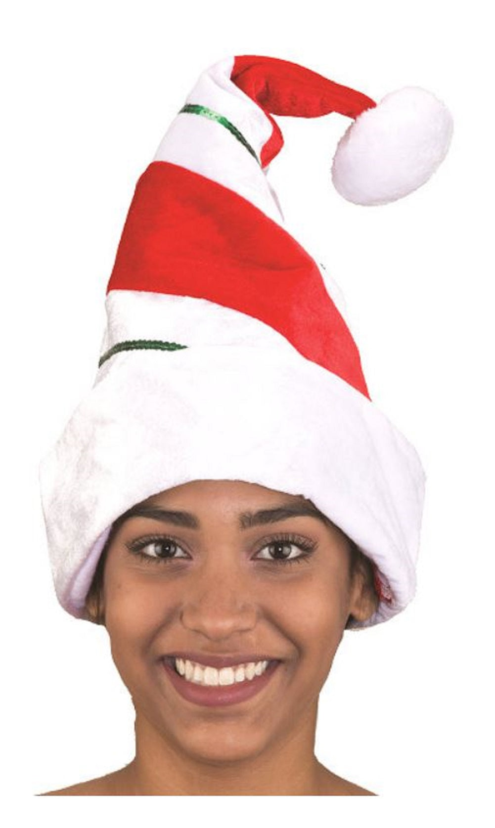 Sombrero de elfo - Terciopelo a rayas - Lentejuelas - Navidad - Accesorio de disfraz - Adolescente adulto